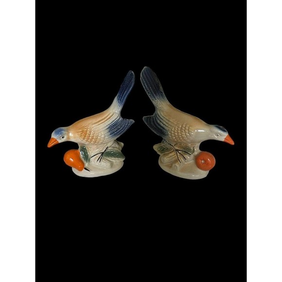 Vintage Lusterware Birds Avifauna with Fruit Made in Brazil Ceramic Figurines - Picture 16 of 16